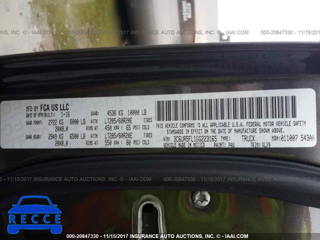 2016 RAM 2500 LARAMIE 3C6UR5FL1GG223165 image 8