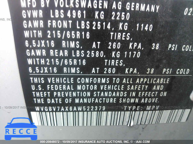 2010 Volkswagen Tiguan SE/SEL WVGBV7AX6AW522379 image 8