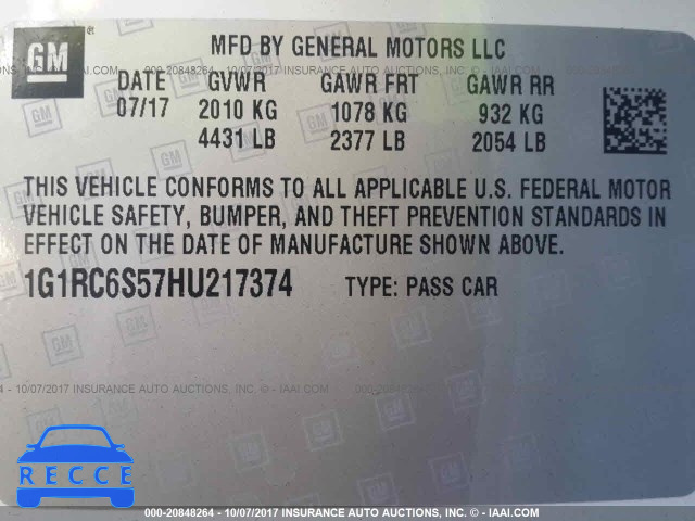 2017 Chevrolet Volt LT 1G1RC6S57HU217374 image 8