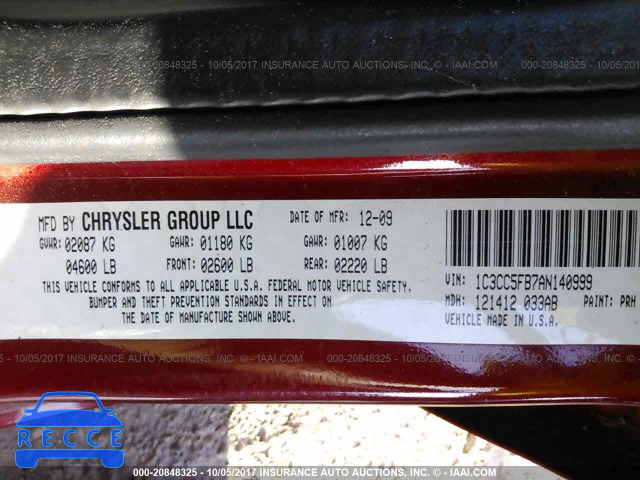 2010 Chrysler Sebring LIMITED 1C3CC5FB7AN140999 зображення 8