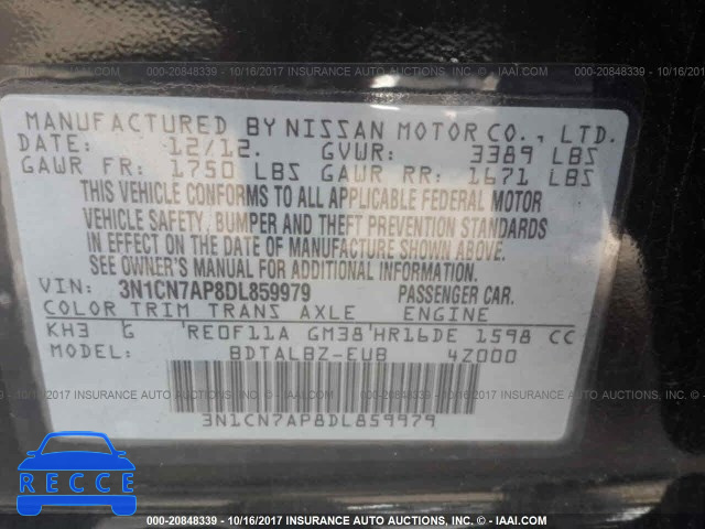 2013 Nissan Versa S/S PLUS/SV/SL 3N1CN7AP8DL859979 image 8