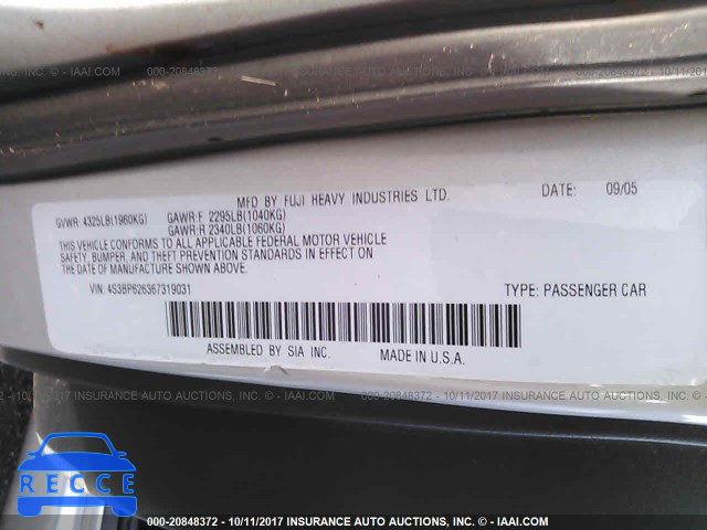 2006 Subaru Legacy 4S3BP626367319031 image 8