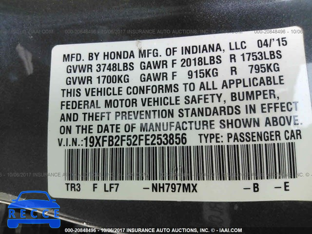 2015 Honda Civic 19XFB2F52FE253856 image 8