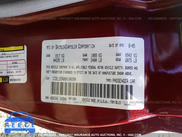 2006 CHRYSLER SEBRING 1C3EL55R06N100200 image 8