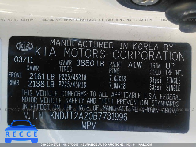 2011 KIA Soul KNDJT2A20B7731996 Bild 8