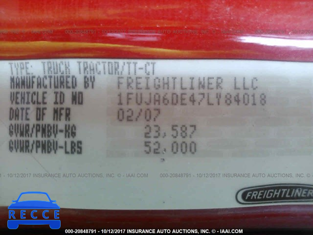 2007 FREIGHTLINER COLUMBIA COLUMBIA 1FUJA6DE47LY84018 image 9