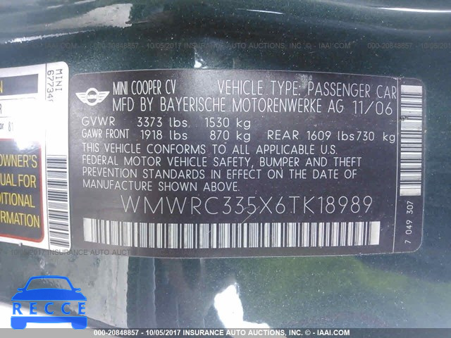 2006 Mini Cooper WMWRC335X6TK18989 image 8