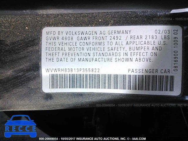 2003 Volkswagen Passat GLX WVWRH63B13P355822 image 8