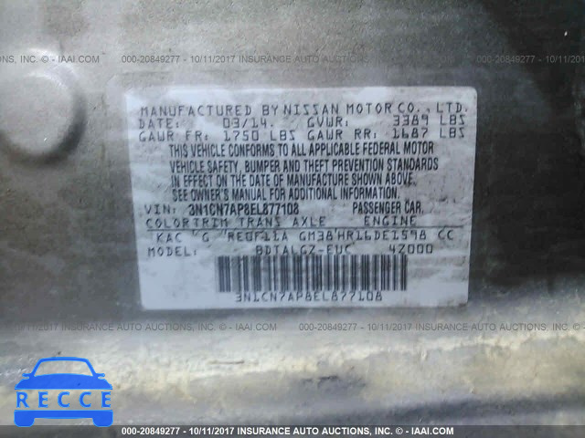 2014 Nissan Versa 3N1CN7AP8EL877108 Bild 8