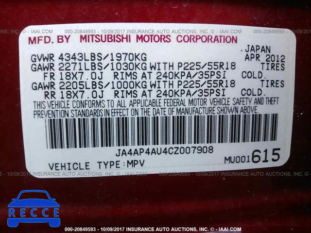2012 Mitsubishi Outlander Sport SE JA4AP4AU4CZ007908 image 8