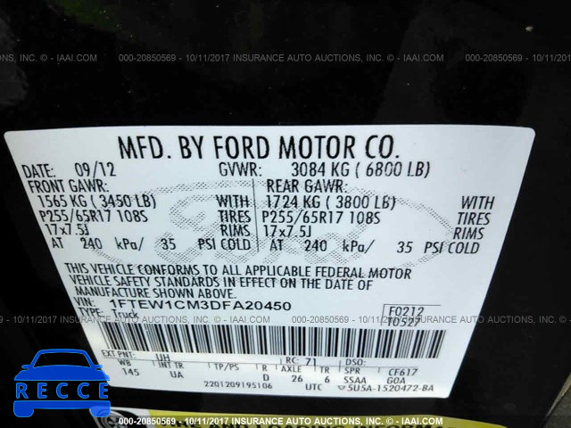 2013 Ford F150 1FTEW1CM3DFA20450 image 8