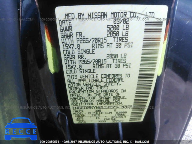 2002 Nissan Frontier KING CAB XE/KING CAB SE 1N6ED26Y62C355207 image 8