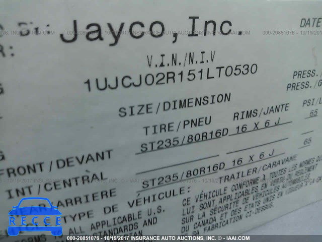 2005 JAYCO EAGLE 1UJCJ02R151LT0530 image 8