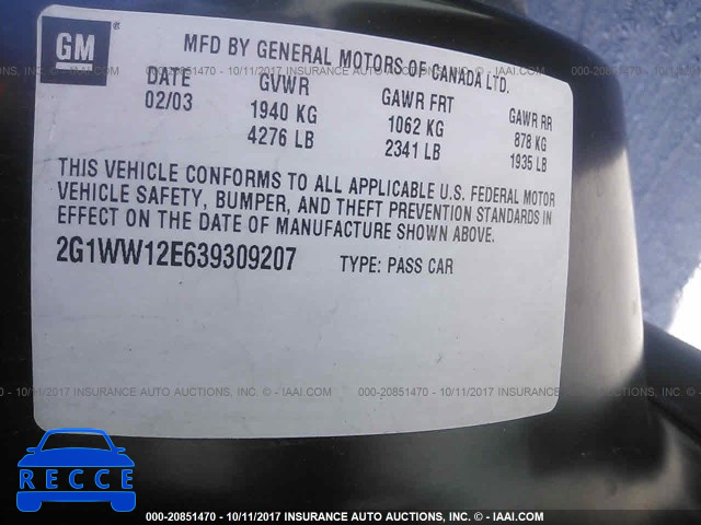 2003 Chevrolet Monte Carlo LS 2G1WW12E639309207 зображення 8