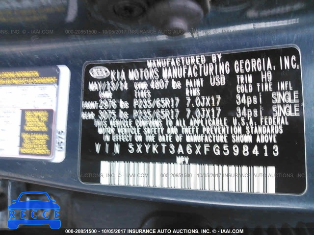 2015 KIA Sorento LX 5XYKT3A6XFG598413 image 8