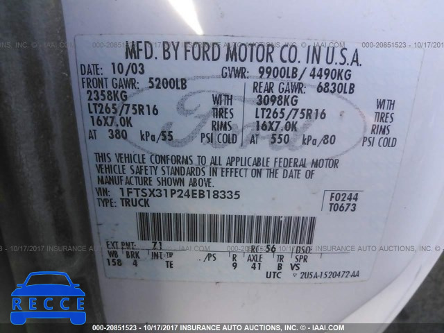2004 Ford F350 1FTSX31P24EB18335 Bild 8