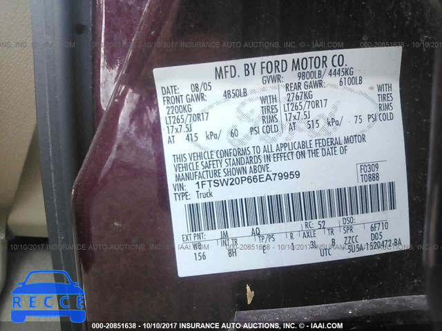 2006 Ford F250 1FTSW20P66EA79959 Bild 8