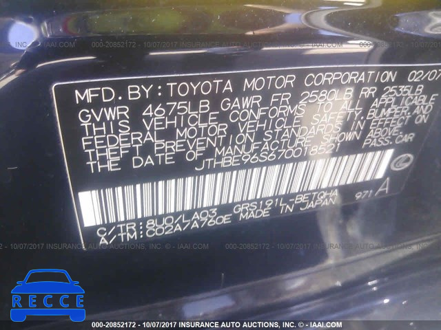 2007 Lexus GS JTHBE96S670018521 image 8