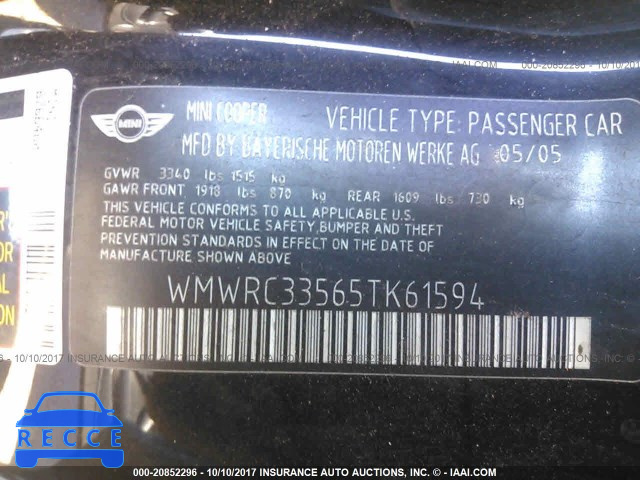 2005 Mini Cooper WMWRC33565TK61594 image 8