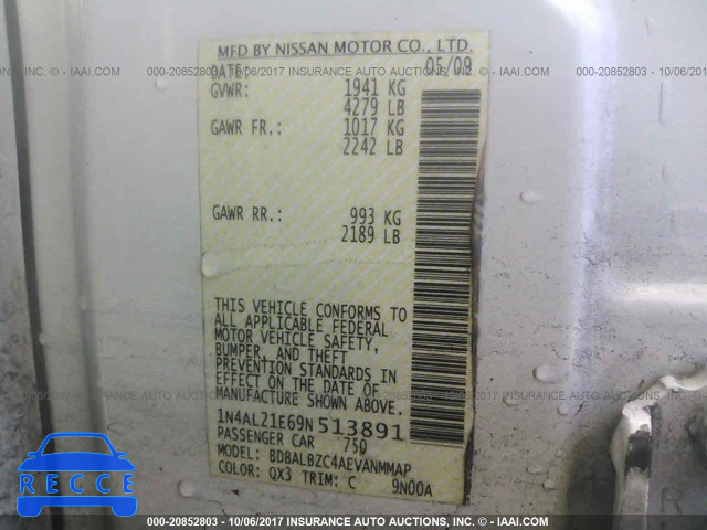 2009 Nissan Altima 1N4AL21E69N513891 image 8
