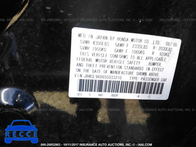 2005 Acura TSX JH4CL96865C033210 image 8
