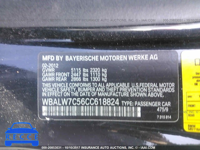 2012 BMW 640 I WBALW7C56CC618824 image 8