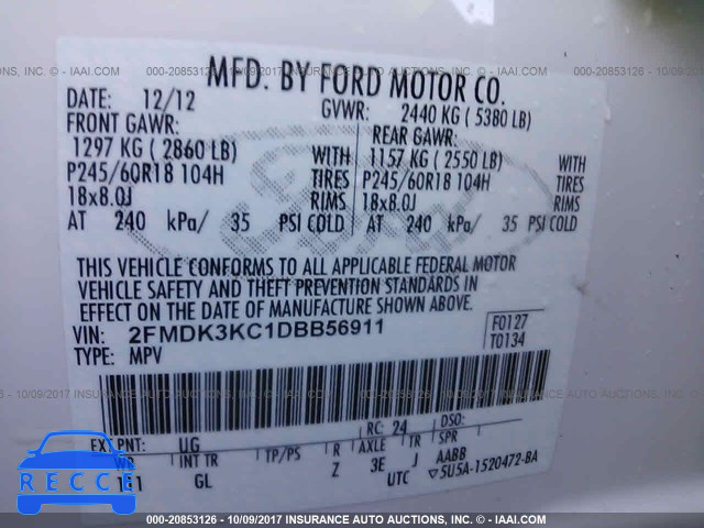 2013 Ford Edge 2FMDK3KC1DBB56911 зображення 8
