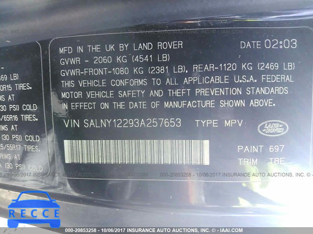 2003 Land Rover Freelander SE SALNY12293A257653 image 8