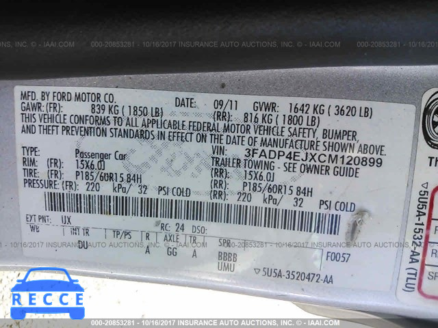 2012 Ford Fiesta 3FADP4EJXCM120899 image 8