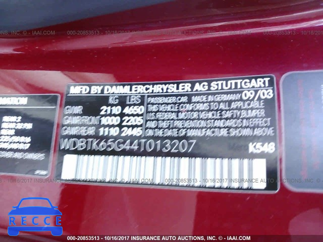 2004 Mercedes-benz CLK WDBTK65G44T013207 зображення 8