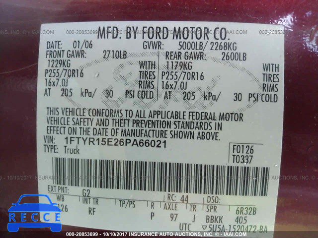 2006 Ford Ranger 1FTYR15E26PA66021 image 8