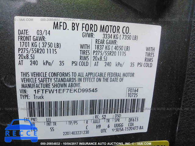 2014 Ford F150 1FTFW1EF7EKD99545 image 8