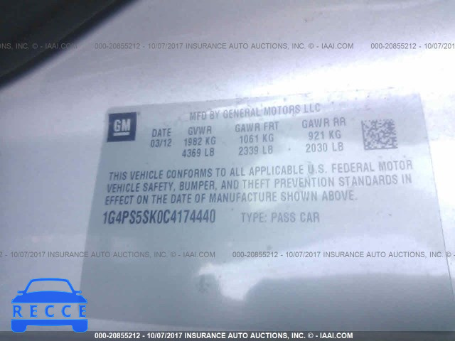 2012 Buick Verano 1G4PS5SK0C4174440 зображення 8