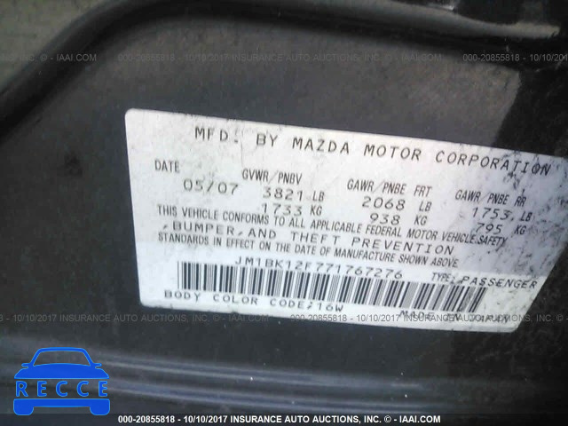 2007 Mazda 3 JM1BK12F771767276 зображення 8