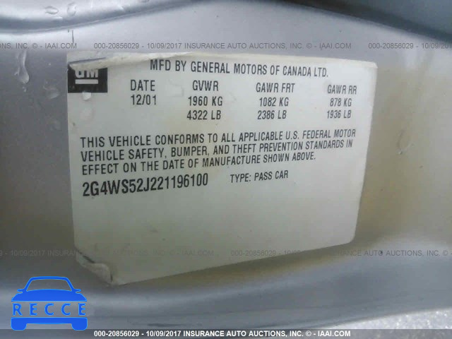 2002 BUICK CENTURY 2G4WS52J221196100 image 8