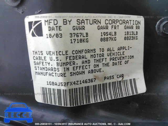 2004 Saturn ION 1G8AJ52FX4Z146367 image 8