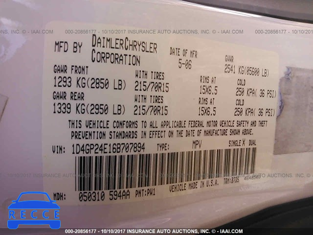 2006 Dodge Grand Caravan 1D4GP24E16B707894 image 8