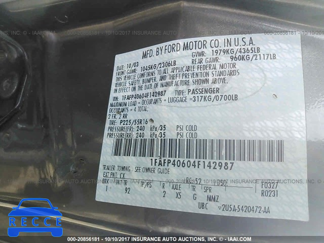 2004 Ford Mustang 1FAFP40604F142987 image 8