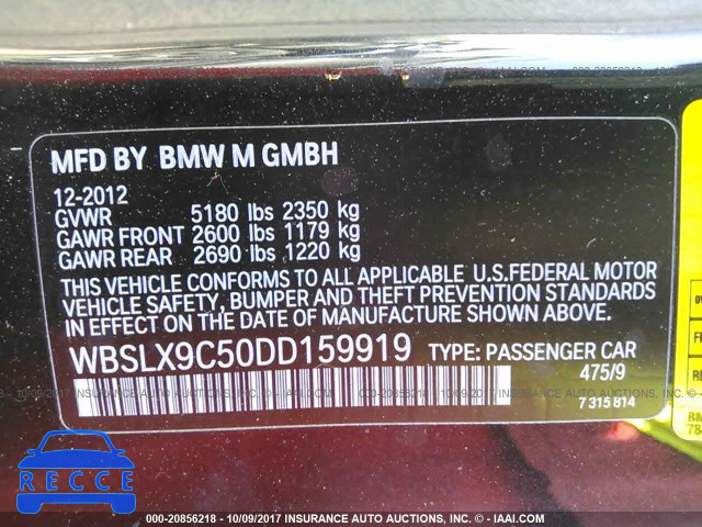2013 BMW M6 WBSLX9C50DD159919 зображення 8