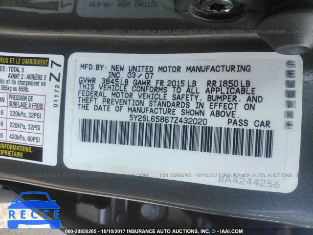 2007 Pontiac Vibe 5Y2SL65867Z432020 image 8