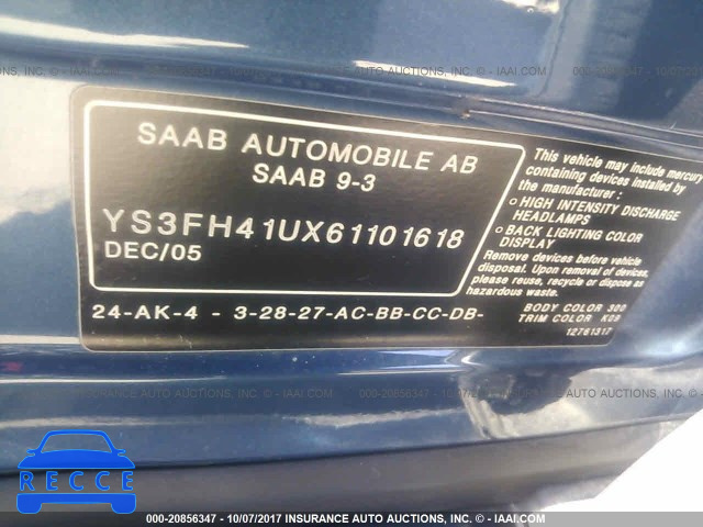 2006 Saab 9-3 YS3FH41UX61101618 Bild 8