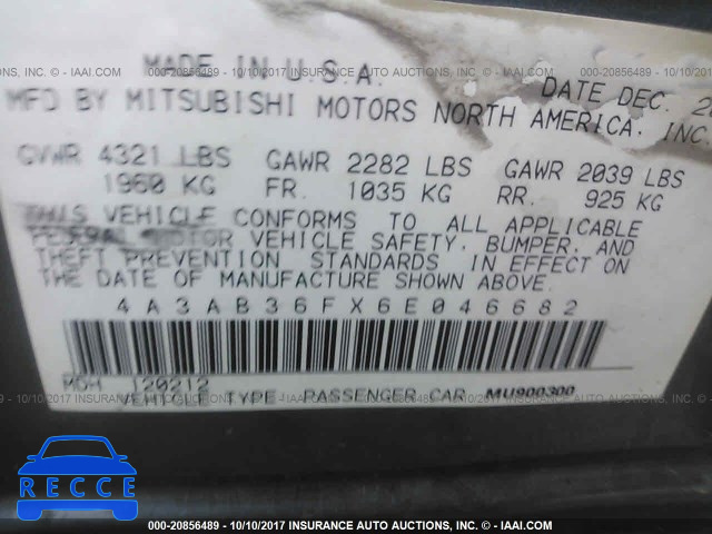 2006 Mitsubishi Galant ES MEDIUM/LS MEDIUM 4A3AB36FX6E046682 image 8