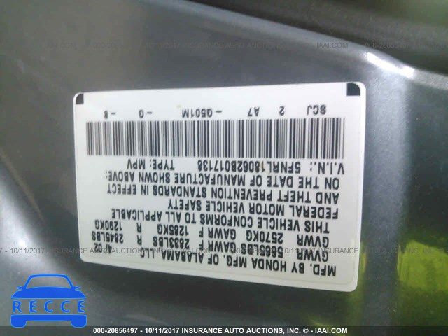 2002 HONDA ODYSSEY 5FNRL18062B017138 зображення 8