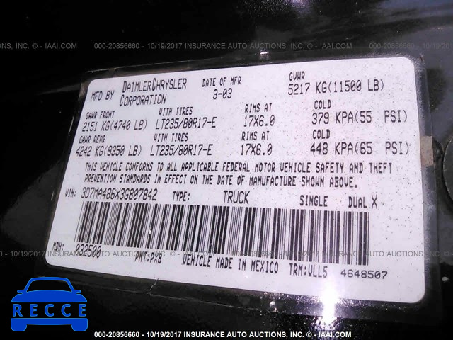 2003 Dodge RAM 3500 3D7MA486X3G807842 image 8