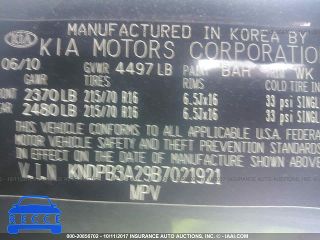 2011 KIA Sportage KNDPB3A29B7021921 зображення 8