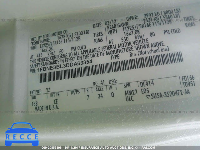 2013 Ford Econoline E350 SUPER DUTY WAGON 1FBNE3BL3DDA63354 image 8