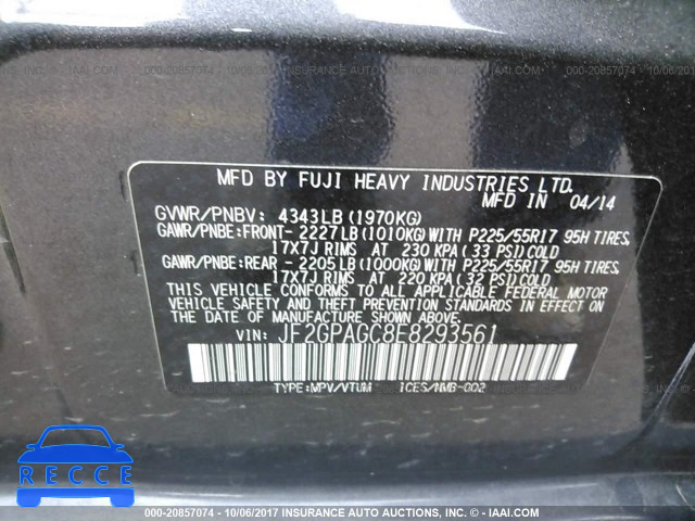 2014 Subaru Xv Crosstrek 2.0 LIMITED JF2GPAGC8E8293561 image 8
