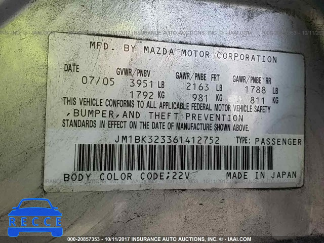 2006 Mazda 3 JM1BK323361412752 image 8