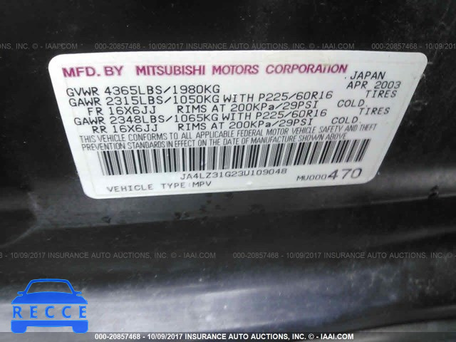 2003 Mitsubishi Outlander LS JA4LZ31G23U109048 image 8