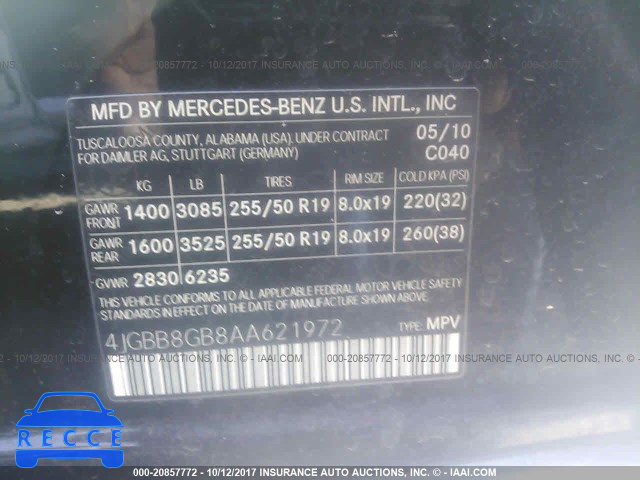 2010 Mercedes-benz ML 4JGBB8GB8AA621972 image 8